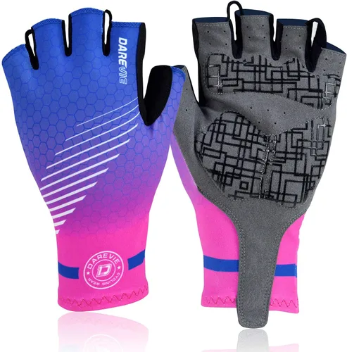 Darevie Guantes de ciclismo, guantes de ciclismo de medio dedo, suaves y ligeros, guantes de ciclismo acolchados de gel que absorben los golpes,