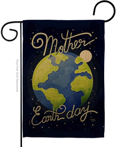 Breeze Decor Bandera de jardín para el Día de la Tierra de expresión para decoración de casa, regalo de doble cara, fabricada en Estados Unidos
