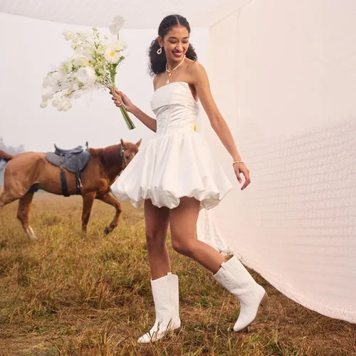 Miniatura 6 de DREAM PAIRS Botas vaqueras para mujer, botas vaqueras de media pantorrilla
