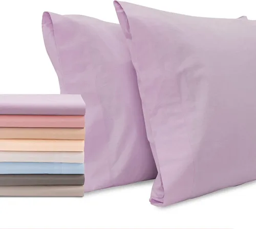 Miniatura 21 de Superity Linen Fundas de almohada de tamaño estándar, cerramiento abierto, paquete de 2, 100% algodón suave y cómodo, color azul