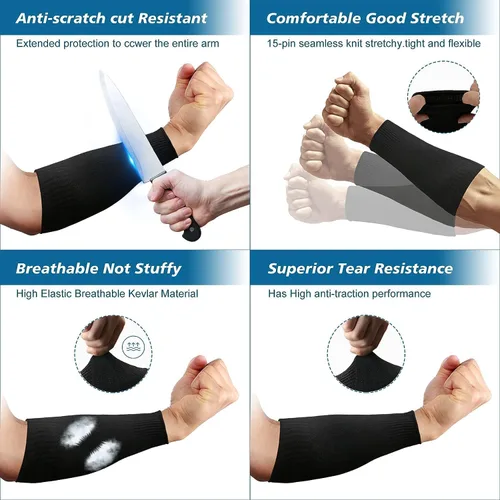 Miniatura 4 de 2 pares de fundas protectoras para brazos, resistentes a los cortes, protectores de brazo antiabrasión, brazalete de seguridad para jardín, cocina