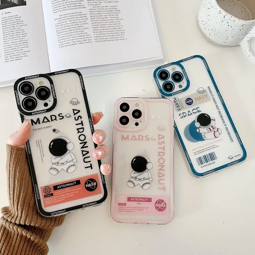 Miniatura 5 de Yonds Queen Funda transparente para iPhone 11, diseño de luna de astronauta espacial de astronauta de dibujos animados, elegante diseño de luna