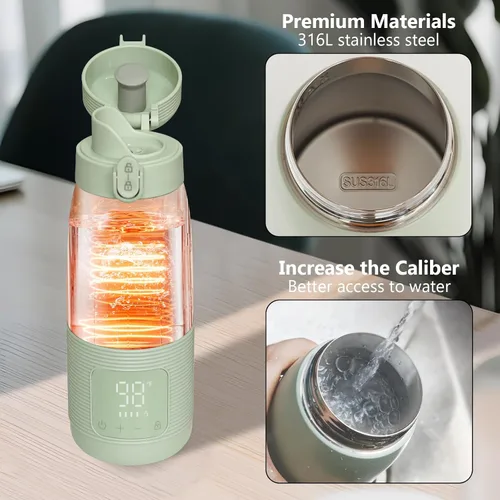 Miniatura 5 de Calentador de biberones portátil para viajes, carga súper rápida y calentamiento de 5 minutos para leche materna, fórmula y agua, gran capacidad
