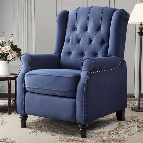 Miniatura 13 de EBELLO Silla reclinable con respaldo, sillón de tela con respaldo y decoración de remaches, sillón acentuado de estilo mitad de siglo con respaldo