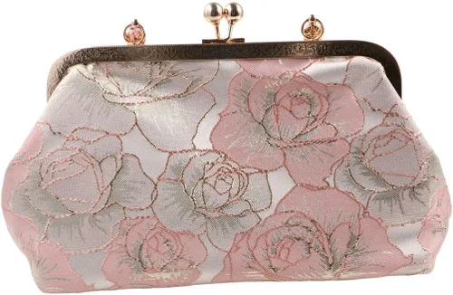 Miniatura 6 de Bolso vintage para mujer, bolso de noche con asa superior, bolso de banquete bordado, estilo chino, cartera, bolso de mensajero de hombro, Rosado