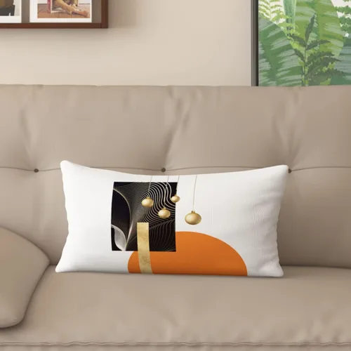 Miniatura 16 de Funda de almohada decorativa para sofá de sala de estar, patrón impreso de doble cara, funda de cojín naranja geométrica abstracta estilo nórdico