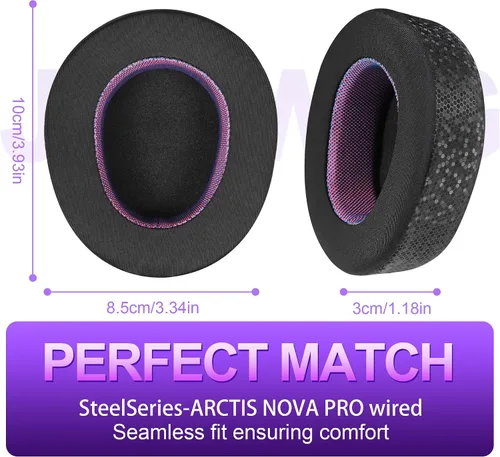 Miniatura 4 de Almohadillas de repuesto Magic Ice Gel para SteelSeries ARCTIS NOVA PRO (cableadas), color negro y morado