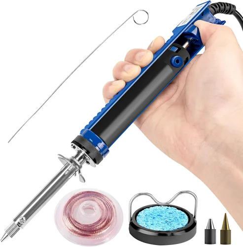 K KERNOWO 929D-V Herramienta de soldadura eléctrica desoldadora con ventosa – Bomba desoldadora con boquillas de 1.0mm y 1.2mm, pistola desoldadora