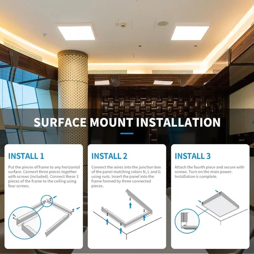 Miniatura 3 de Kit de montaje en superficie de 1 x 4 para panel plano LED, marco de techo de aluminio para 12 x 48 x 3.13 pulgadas, bueno para panel iluminado