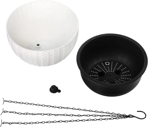 Miniatura 9 de Foraineam Paquete de 2 macetas dobles con diseño de macetas colgantes de riego automático para plantas y flores para interiores y exteriores