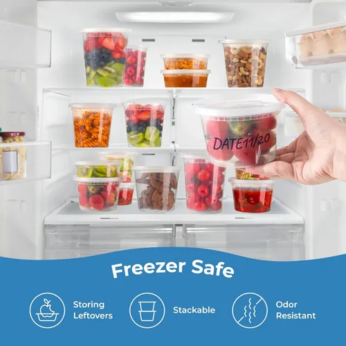 Miniatura 6 de Fit Meal Prep Paquete de 40 recipientes de 8 onzas con tapas, recipientes de cuarto de galón a prueba de fugas con tapas, contenedor de plástico