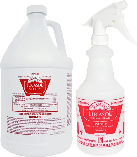 Miniatura 10 de Lucasol Desinfectante One Step, desinfectante de 32 onzas líquidas y botella de spray recargable vacía de 24 onzas. Spray desinfectante limpiador