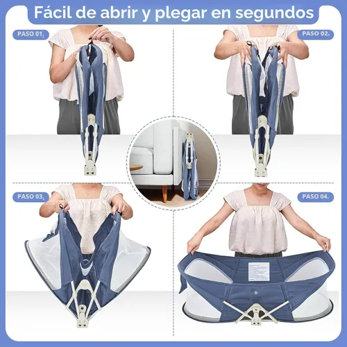 Miniatura 5 de ISELECTOR moisés portátil para bebé, cama de viaje, cuna de viaje para exteriores, tumbona para bebé, cama de viaje para bebés con red de mosquitos