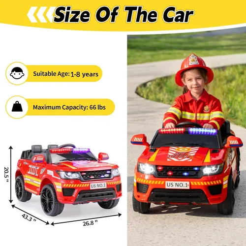 Miniatura 7 de TOBBI Camión de Bomberos de Juguete Montable 12V Motor de Bomberos Camiones de Bomberos Gigantes Bombero Carro Montable con Control Remoto, Llamada