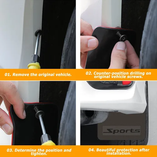 Miniatura 6 de 4 unidades de guardabarros de tamaño mini universal para automóvil, protector contra salpicaduras, apto para sedán, hatchbacks, protector de lodo