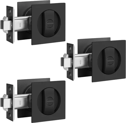 Miniatura 17 de Paquete de 6 manijas de puerta de paso para pasillo o armario, manijas interiores de latón satinado sin llaves, manijas de puerta interiores doradas