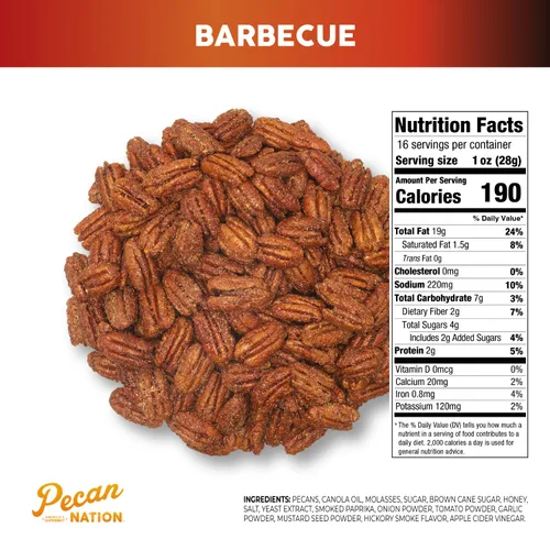 Miniatura 3 de Mitades de nuez pecana a la barbacoa de Pecan Nation, Georgia, 16 oz., natural, sin conservantes, ricas en antioxidantes, bajas en carbohidratos