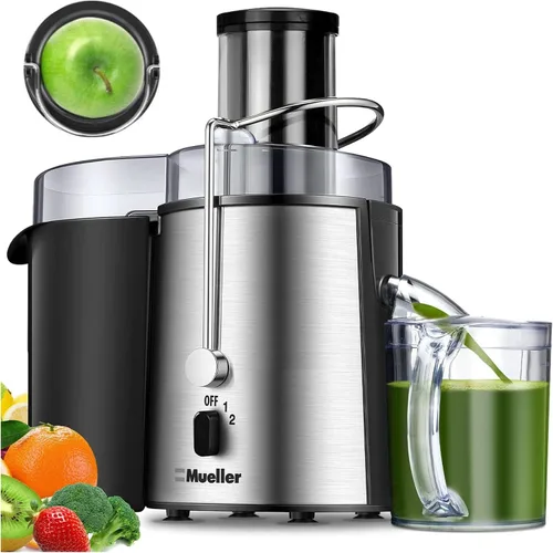 Mueller Juicer Ultra Power, máquina extractora de prensa centrífuga fácil de limpiar, canal de alimentación ancho de 3 pulgadas para frutas enteras