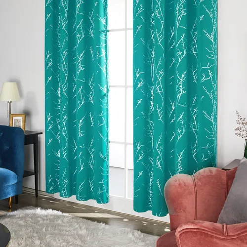 Miniatura 4 de Deconovo - Cortinas opacas, con aislamiento térmico y sonido, con estampado de lámina de árbol, 42 x 63 pulgadas, juego de 2, cortinas de ventana