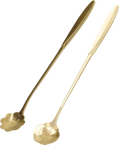 Miniatura 4 de Cuchara agitadora, 4PCS cuchara mezcladora de flores en forma de corazón cuchara de café de acero inoxidable cuchara de desierto cuchara de té