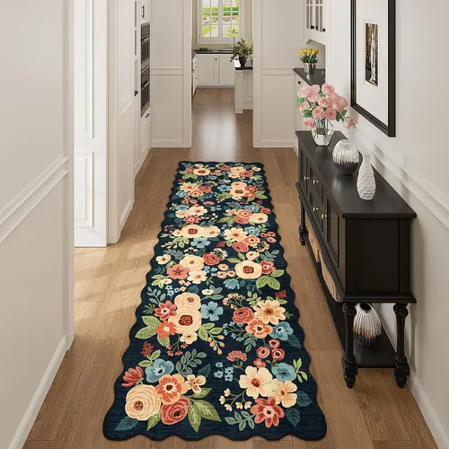 Miniatura 161 de DUKINO Alfombra de área de 6 x 9 pies, alfombra floral para sala de estar, ligera, antideslizante, lavable, alfombra de interior de pelo bajo