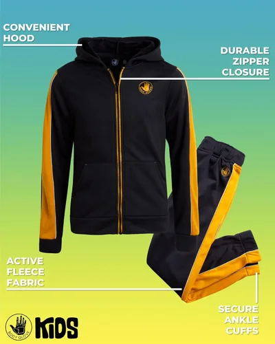 Miniatura 2 de Body Glove Conjunto deportivo para niño 2 piezas de forro polar con cremallera sudadera con capucha y pantalones deportivos (8-14)