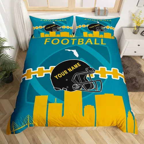 Miniatura 16 de Erosebridal Juego de funda de edredón personalizada para niños y niñas, juego de cama de jugadores de fútbol, funda de edredón de rugby con 1 funda