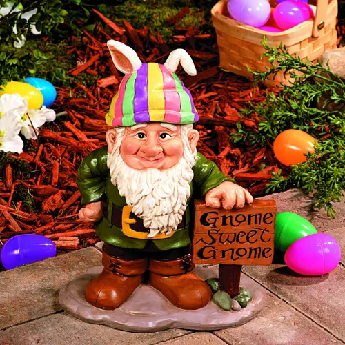 Miniatura 3 de Fun Express Estatua de gnomos de jardín para exteriores con 5 sombreros de temporada intercambiables, figuras de gnomos de resina para decoraciones