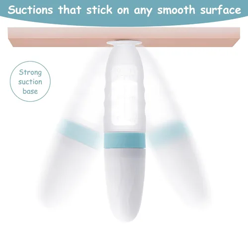 Miniatura 6 de Alimentador de Comida para Bebé Paquete de 4 Cucharas Dispensadoras de Comida de Silicona para Bebés - 3 oz Cucharas de Alimentación por Compresión