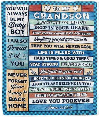 Miniatura 19 de Manta personalizada con texto en inglés «To My Grandson from Grandma Grandpa You Will Never Lose Lion Nison», manta de forro polar personalizada