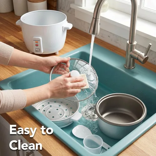Miniatura 6 de OVENTE - Olla arrocera eléctrica y vaporizador de alimentos – Capacidad de arroz de 5 tazas, olla extraíble antiadherente, función de mantener