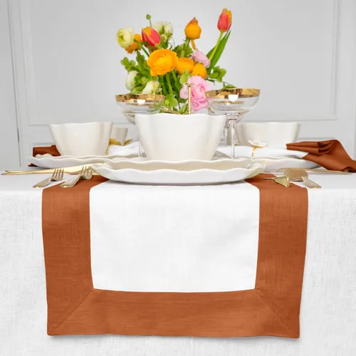 Miniatura 16 de Solino Home Camino de mesa de lino de 36 pulgadas, 100% lino puro, camino de mesa pequeño rojo y blanco, 14 x 36 pulgadas, ideal para tocador y 10