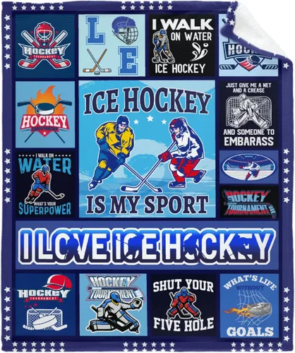 Miniatura 15 de Regalos personalizados de hockey sobre hielo para adolescentes, niños y niñas, mantas de franela premium personalizadas para amantes del hockey