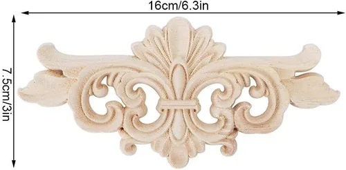 Miniatura 2 de AUNMAS Apliques de madera, decoración floral de esquina, tallas de madera natural sin terminar para muebles, armarios, puertas, acento