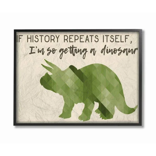 Miniatura 8 de The Kids Room de Stupell I'm So Getting a Dinosaur Triceratops - Placa de pared verde artística, fabricada con orgullo en Estados Unidos