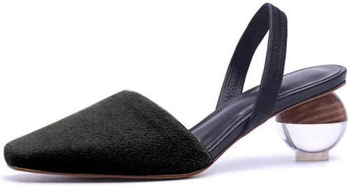 Miniatura 2 de Fericzot Mule Shoes Sandalias esféricas de tacón transparente Zapatillas de punta cuadrada Slip On Bombas Slingback Zapatos de vestir de boda