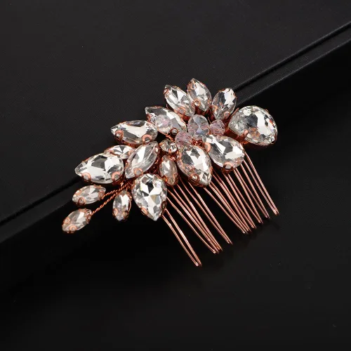 Miniatura 7 de Teyglen Peine de pelo de boda con diamantes de imitación en negro