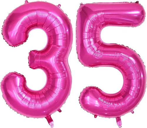 Miniatura 14 de Globos de 40 pulgadas con el número 35, globos dorados de helio número 35, globo de número grande para niños y niñas, suministros de decoración