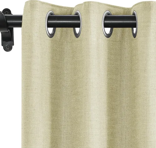 Miniatura 30 de Fcosie Cortinas opacas de lino 100 % opacas de 50 pulgadas de ancho x 63 pulgadas de largo, paneles de cortina con ojales para sala de estar