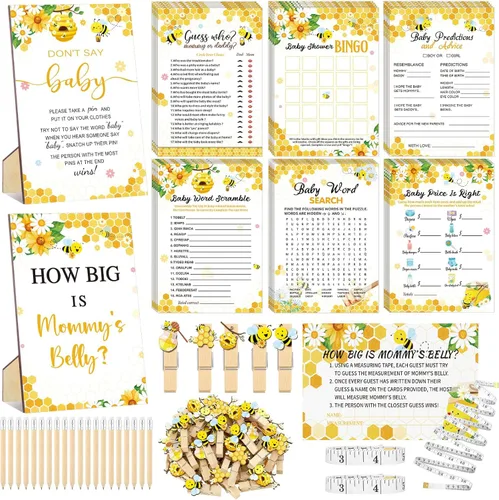 Miniatura 17 de Funnymoom 426 Piezas Juego de Juegos para Baby Shower de Papel Kraft - 8 Juegos, Incluye Bingo de Baby Shower, El Precio Correcto, Adivina Quién