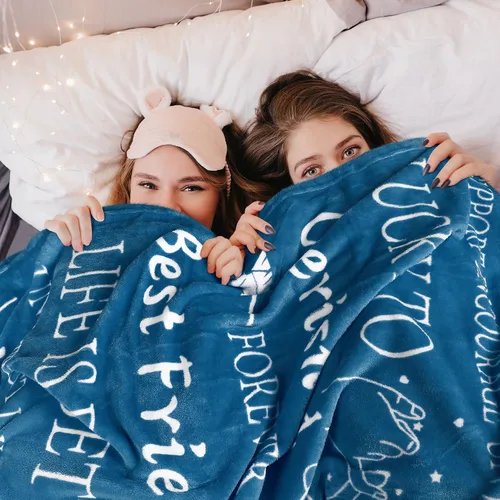 Miniatura 4 de Regalos de cumpleaños para mejores amigas, regalos únicos de amistad femenina, manta de forro polar de 50 x 60 pulgadas (Seablue)
