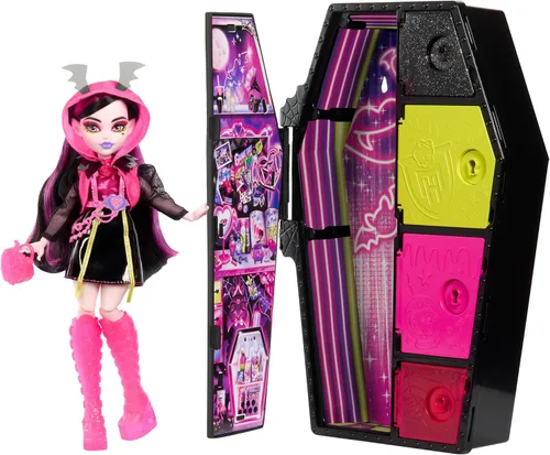 Miniatura 9 de Muñeca Monster High Skulltimate Secrets Neon Frights Toralei Stripe con Armario de Vestirse y +19 Sorpresas