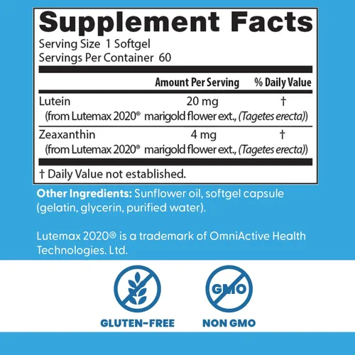 Miniatura 3 de Doctor's Best Suplemento de luteína de 20 mg con zeaxantina - Luteína para los ojos, vitaminas para la salud ocular para hombres y mujeres, apoyo a