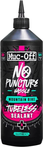 Muc-Off Sellador sin cámara sin complicaciones de pinchazos, 1 litro, sellador avanzado para neumáticos de bicicleta con tinte trazador UV que sella