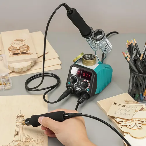 Miniatura 7 de Estación de Kit de Herramienta de Pirografía YIHUA 939D-VII Pluma de Quema de Madera 2-en-1 Punta Sólida 200~480°C