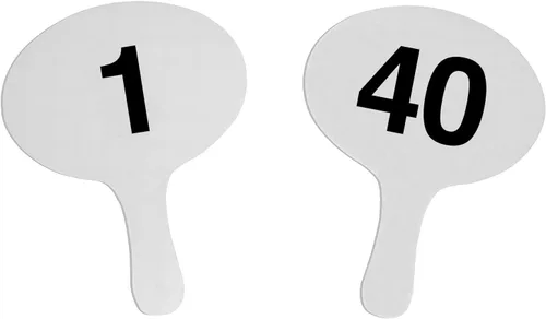 1-40, (MUY RÍGIDO) 0.138 in Cartonplast, Better Bidders Oval Shape Auction Paddle Set, ventiladores de plástico blanco de 1 pieza (1-40) Q=40,