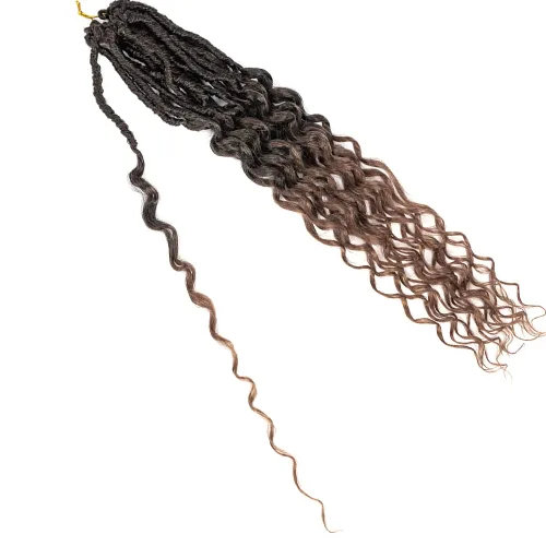Miniatura 7 de Cabello de Ganchillo Goddess Locs de 18 Pulgadas 8 Paquetes Nuevos Locs Sintéticos Suaves Trenzas de Ganchillo Ondas Profundas Extensiones de T30.