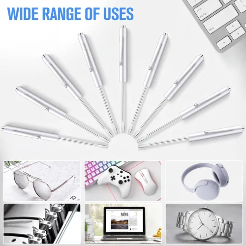 Miniatura 5 de Honoson 10 piezas de destornilladores de bolsillo, mini puntas y clips de bolsillo, pequeño destornillador magnético ranurado con cabeza de hoja