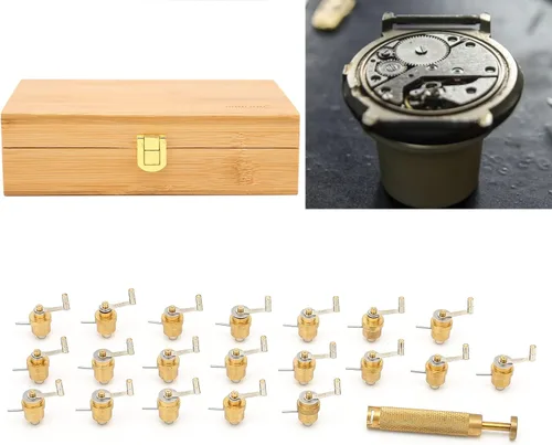 Miniatura 7 de Bobinadora de resorte principal, kit profesional de herramientas de cuerda de cobre de alta precisión con caja de almacenamiento de madera