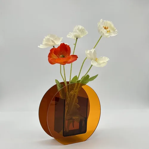 Florero acrílico, soporte para pincel de maquillaje, elegante y moderno florero floral contemporáneo para decoración del hogar, centros de mesa,